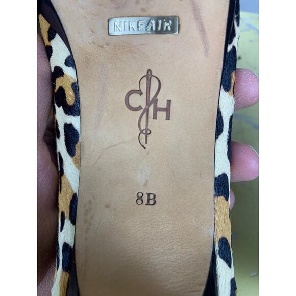 Cole Haan x Nike Air  Calf Skin Leopard Print Peep Toe High Heel Pumps- Size 8B - Picture 8 of 10